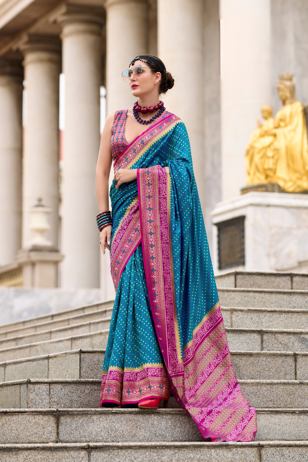 Royal Grace – Pure Soft Banarasi Silk Saree with Rich Zari Weaving - LaVante Fashion