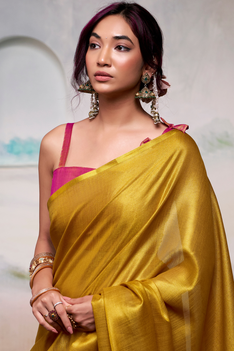 Lightweight Tissue Silk Saree with Luxurious Glow Finish