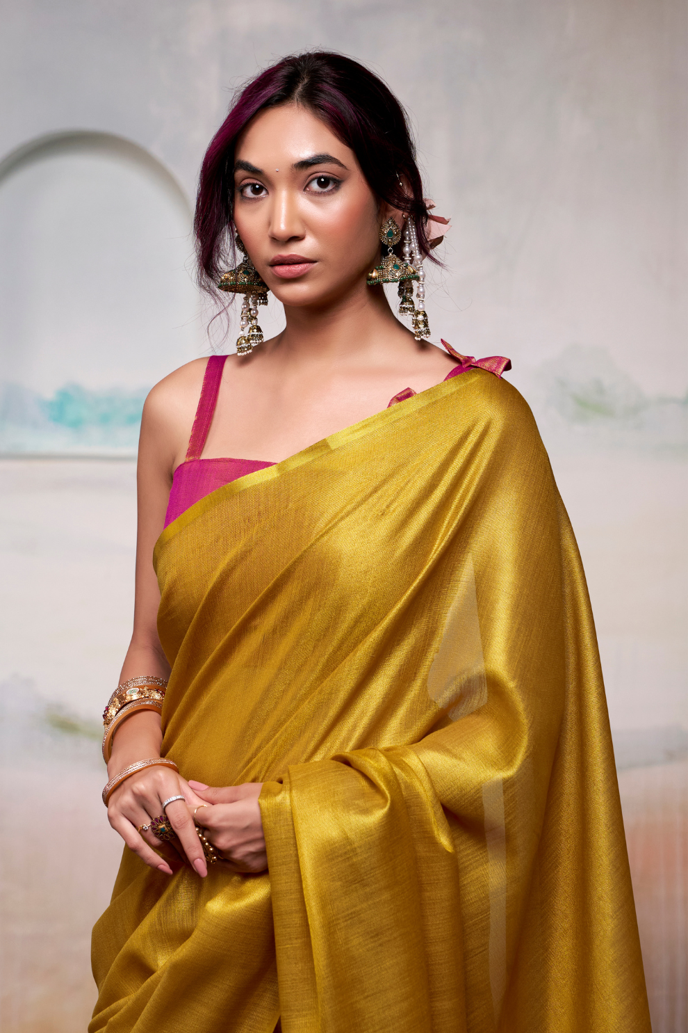 Lightweight Tissue Silk Saree with Luxurious Glow Finish
