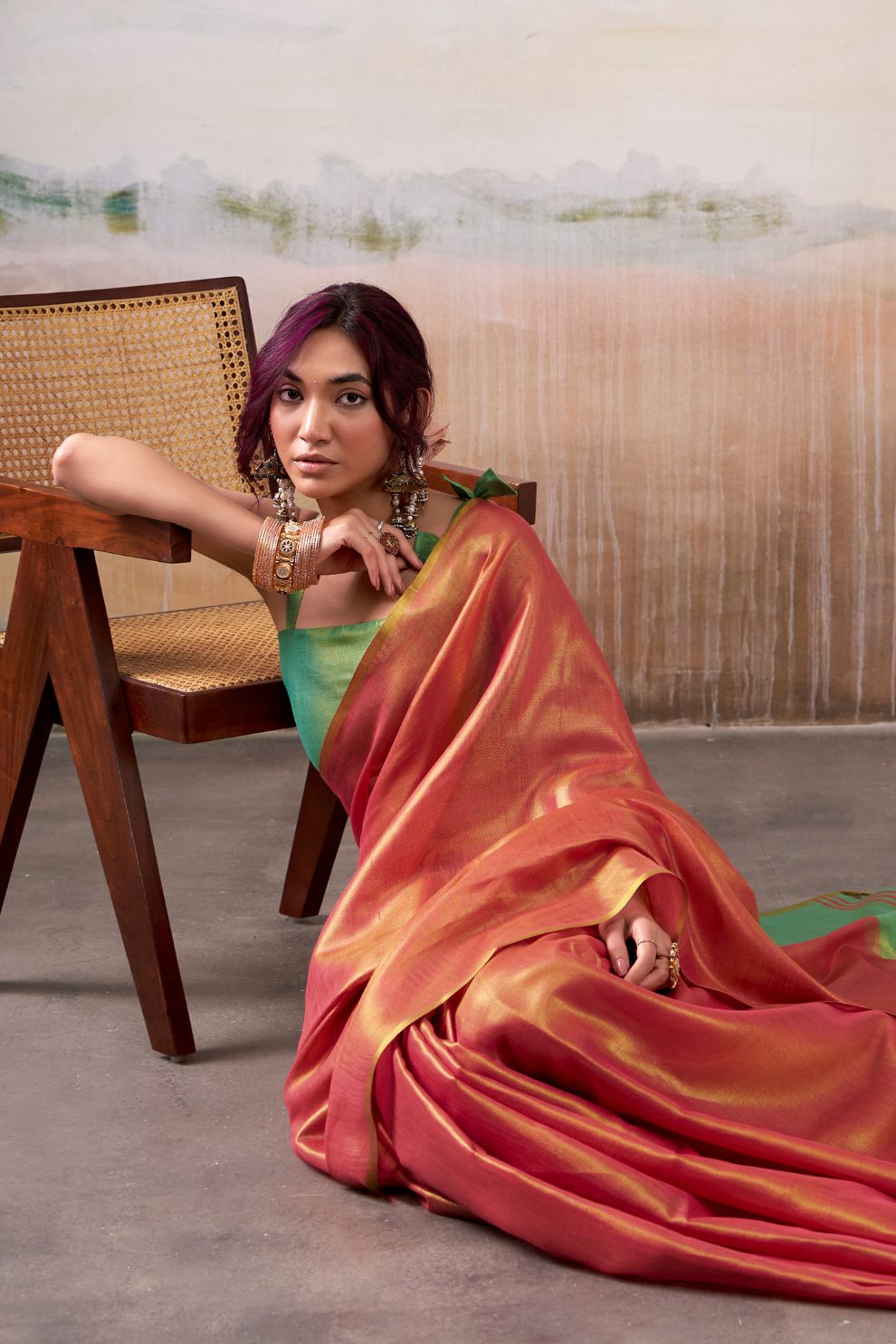 Lightweight Tissue Silk Saree with Luxurious Glow Finish