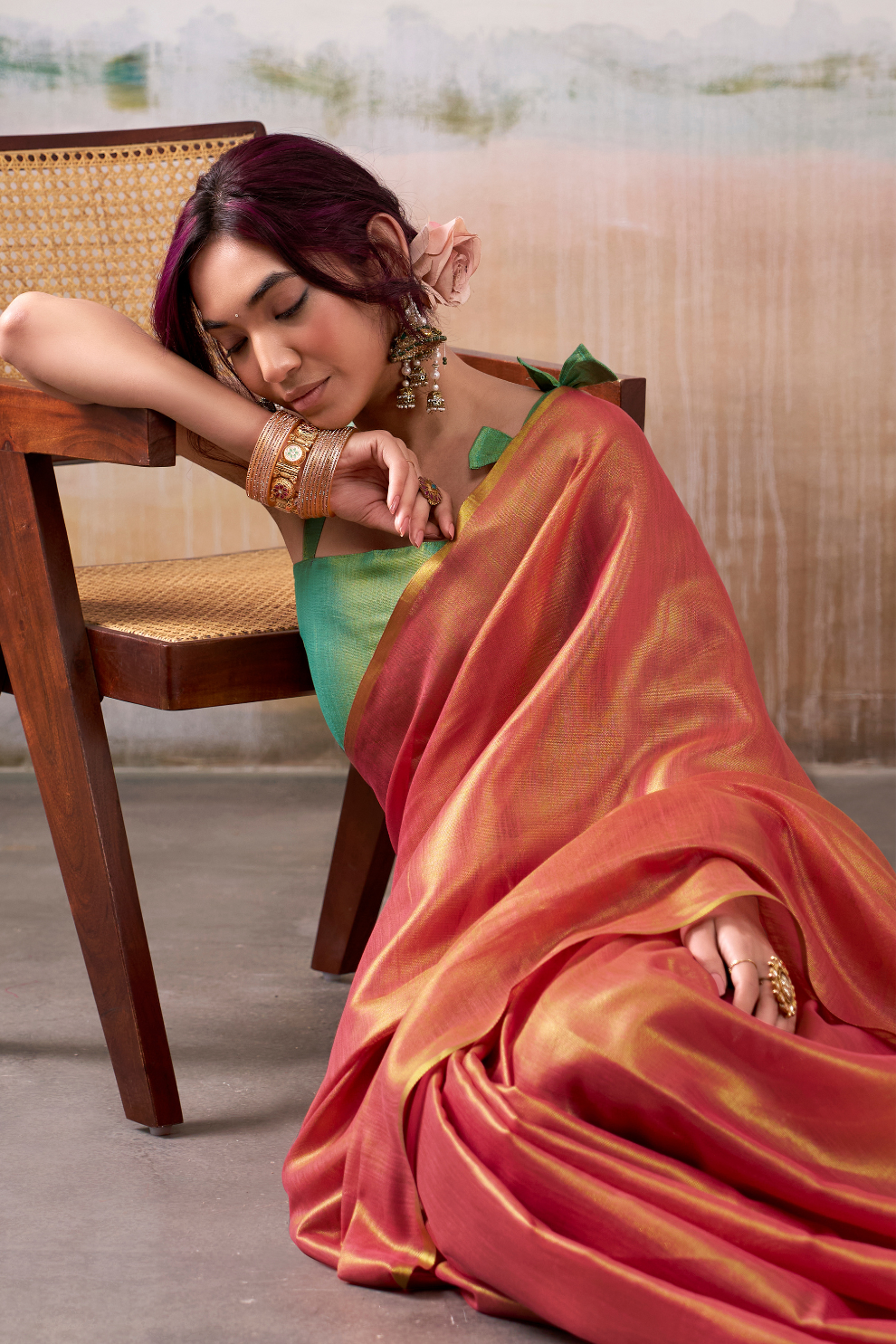 Lightweight Tissue Silk Saree with Luxurious Glow Finish