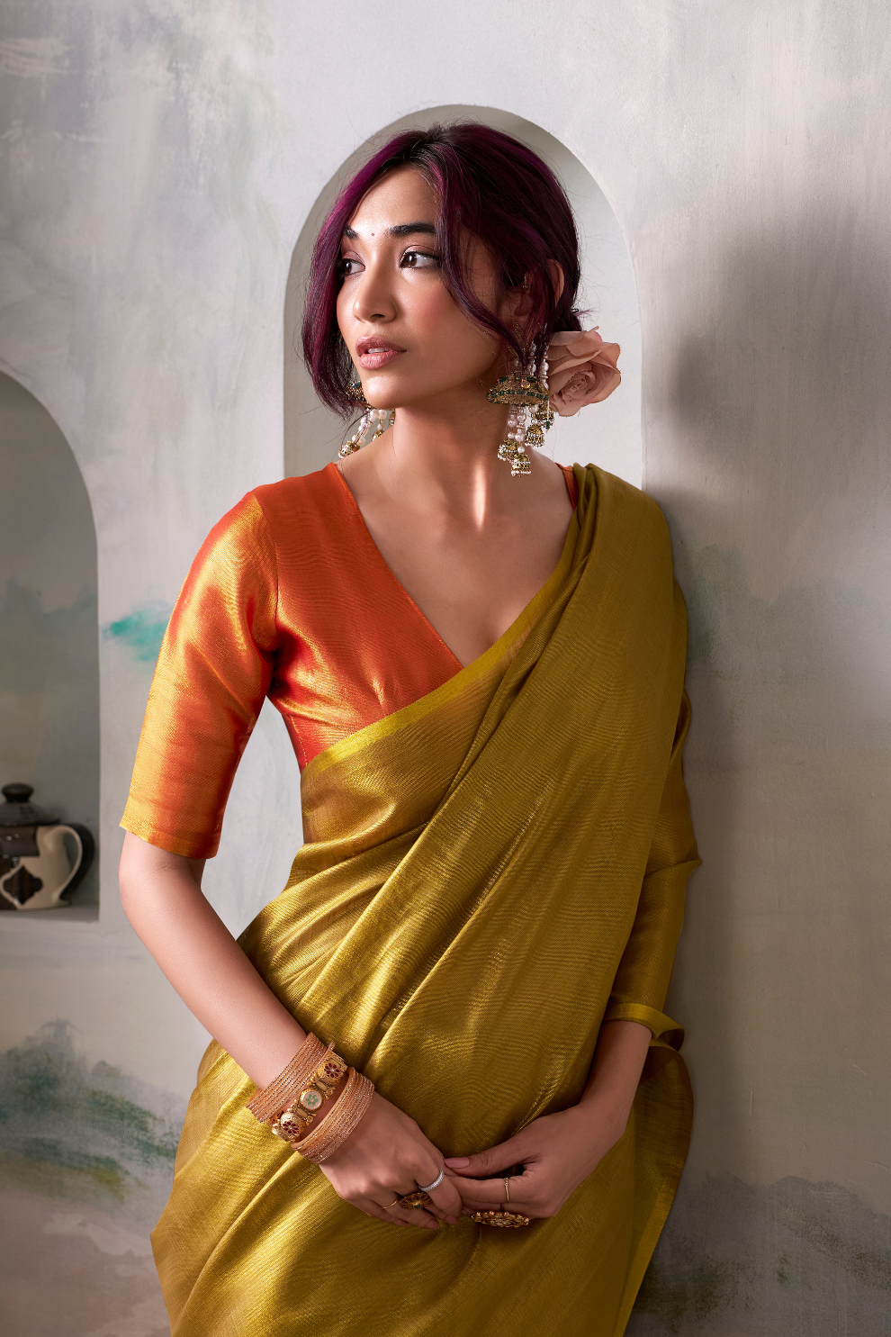 Lightweight Tissue Silk Saree with Luxurious Glow Finish