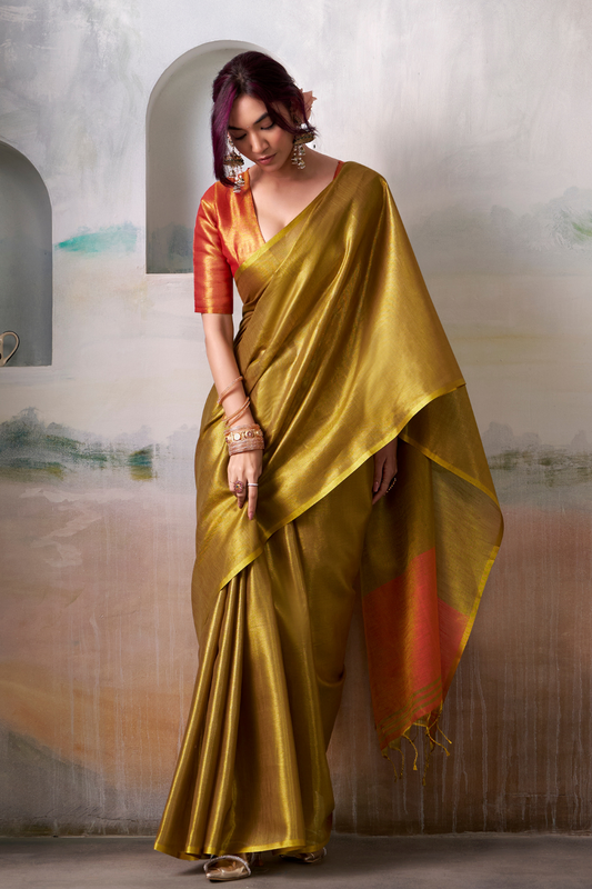 Lightweight Tissue Silk Saree with Luxurious Glow Finish