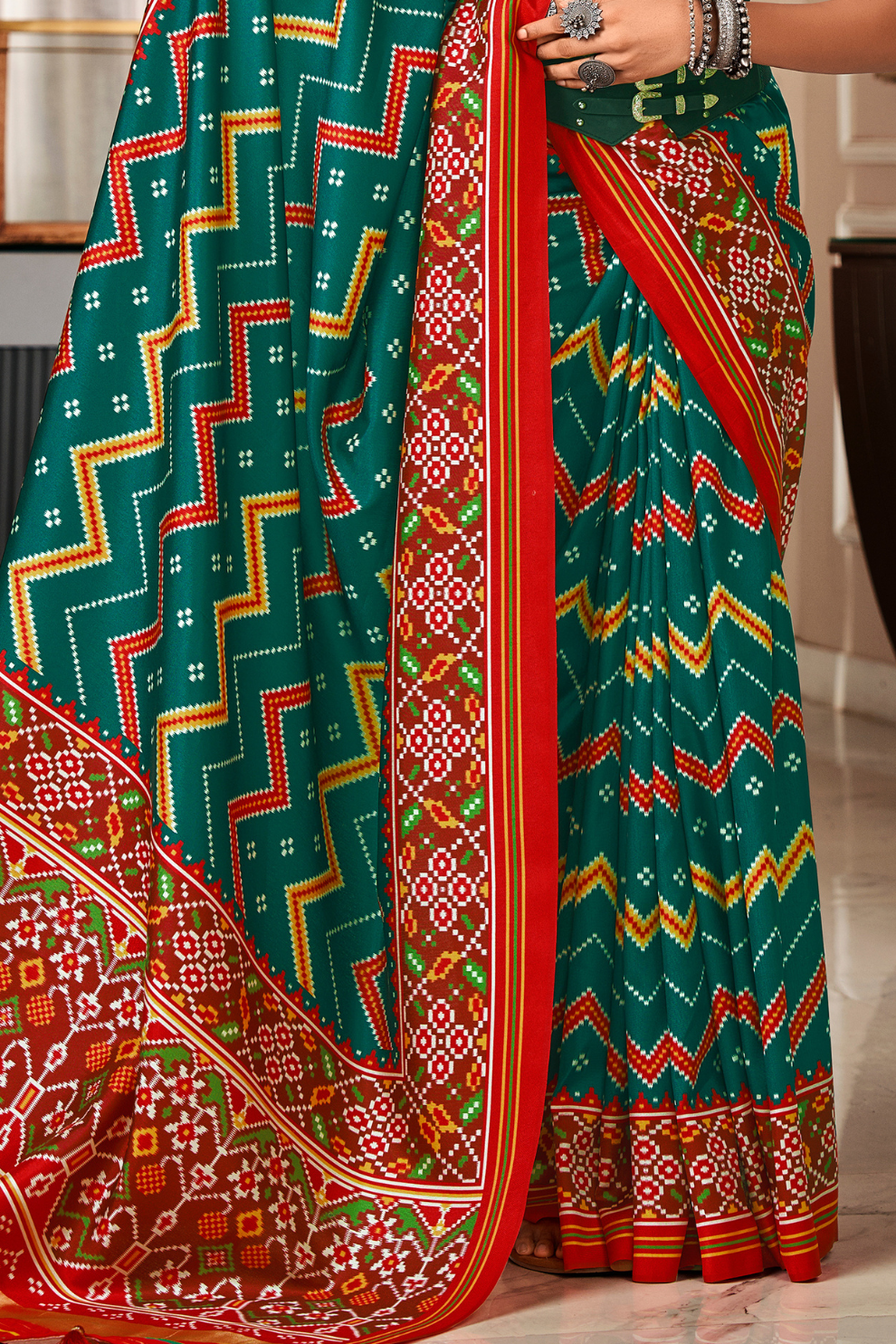 Pure Tussar Silk Saree with Patola Print & Lagdi Patta Pallu