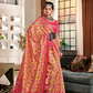 Pure Tussar Silk Saree with Patola Print & Lagdi Patta Pallu
