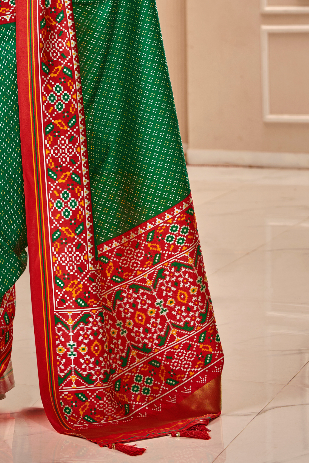 Pure Tussar Silk Saree with Patola Print & Lagdi Patta Pallu