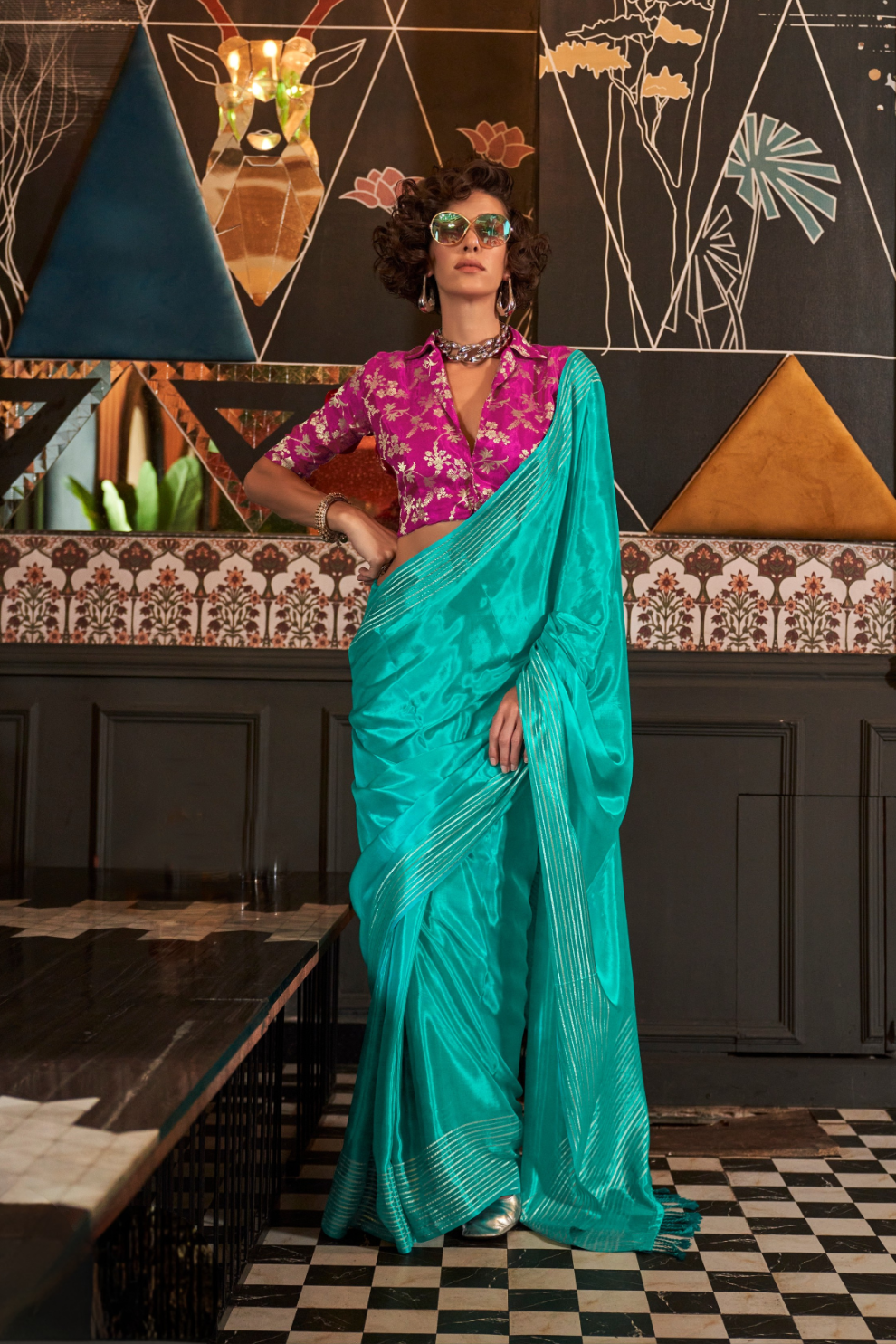 Pure Viscose Handloom Saree with Contrast Heavy Blouse