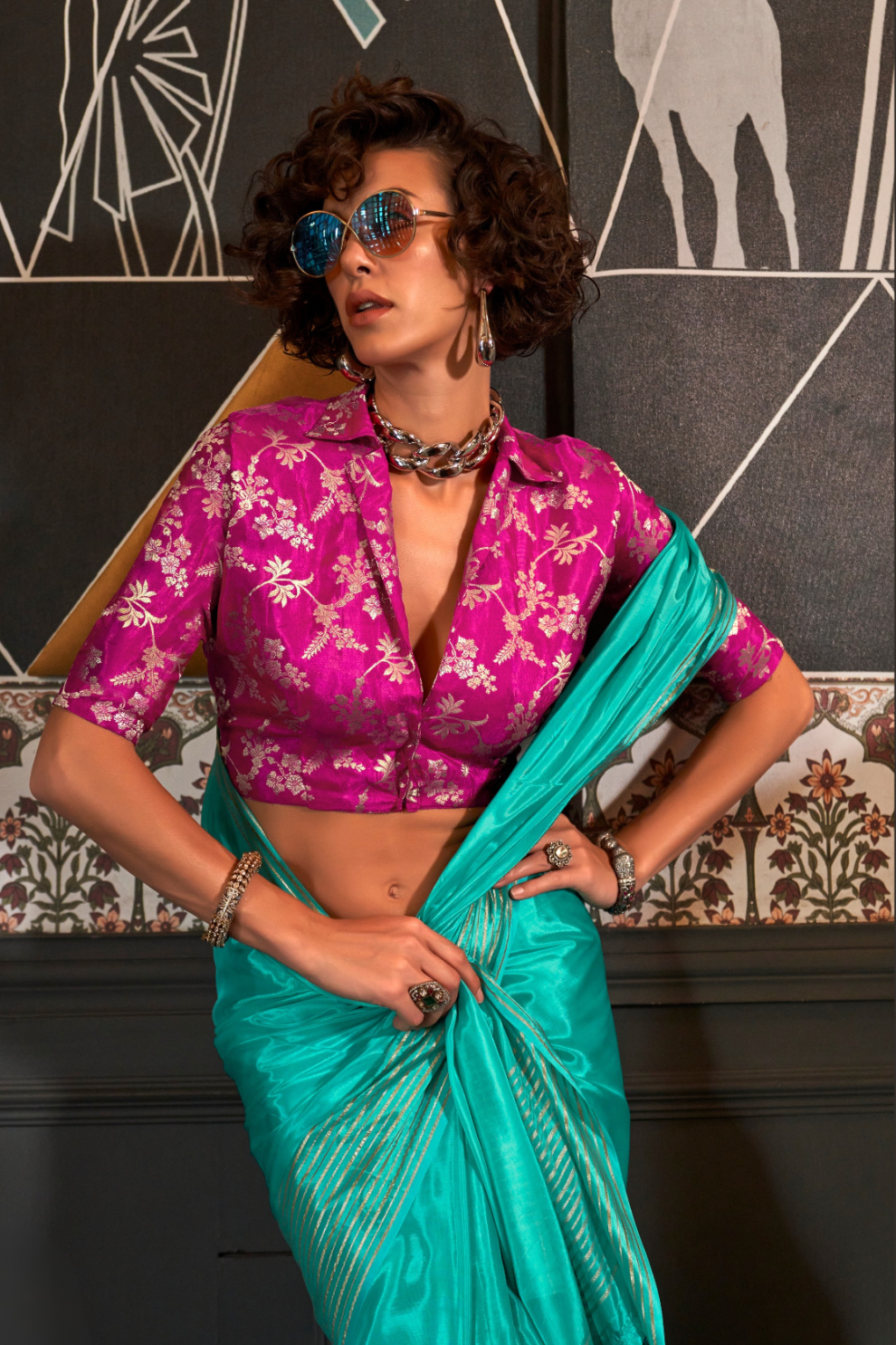 Pure Viscose Handloom Saree with Contrast Heavy Blouse