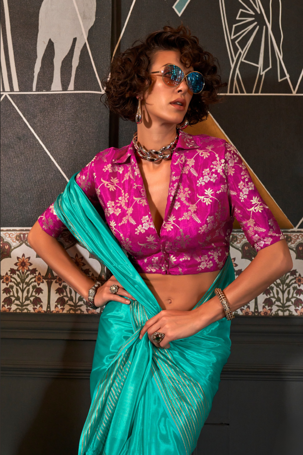 Pure Viscose Handloom Saree with Contrast Heavy Blouse