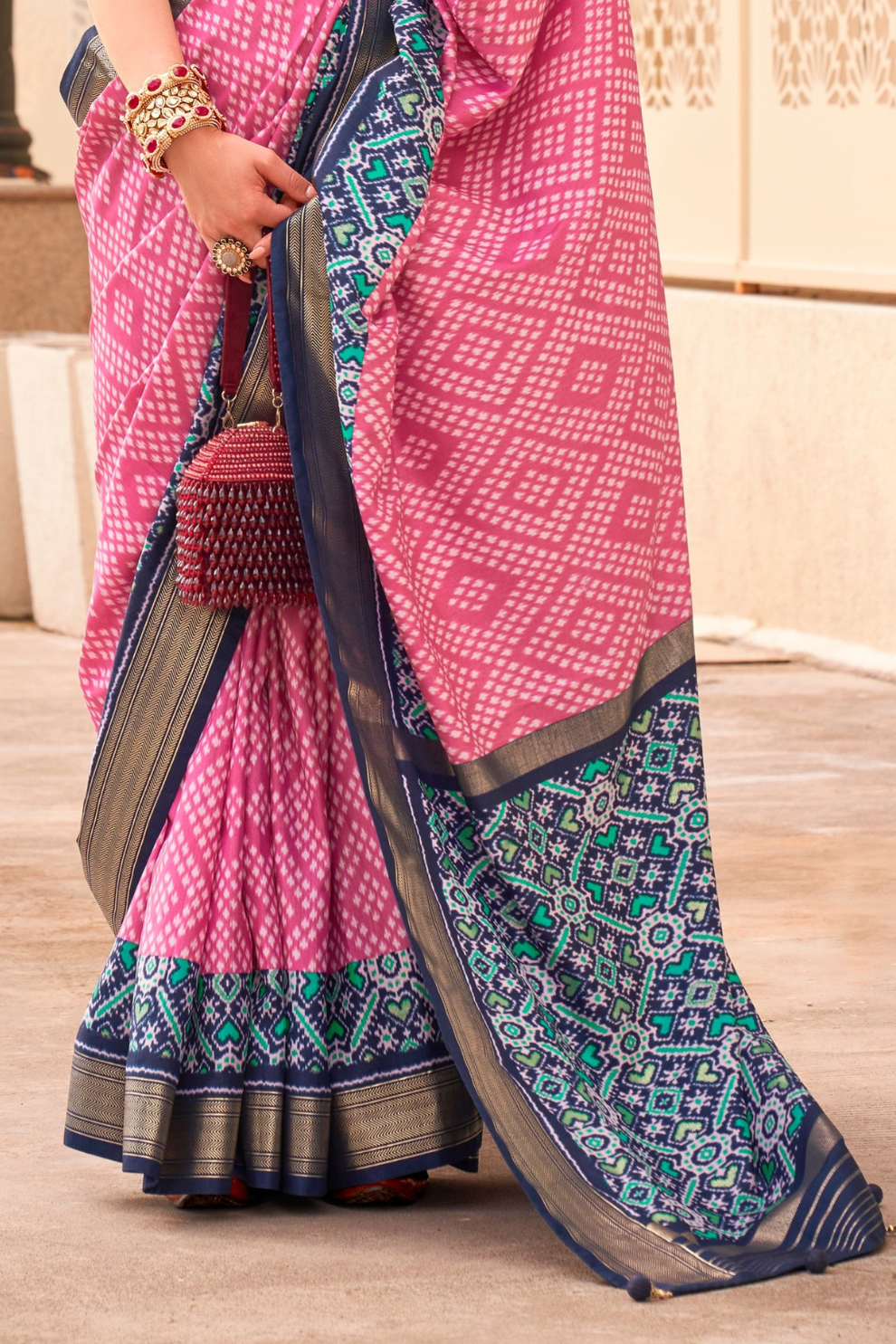 Classy Mehndi Traditional Saree with Elegant Weaving Work