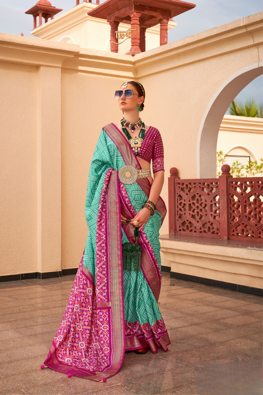 Classy Mehndi Traditional Saree with Elegant Weaving Work