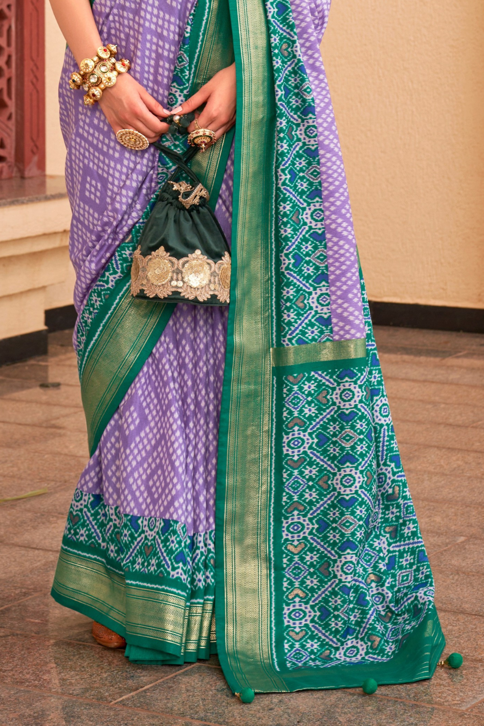 Classy Mehndi Traditional Saree with Elegant Weaving Work