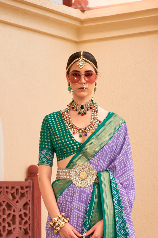 Classy Mehndi Traditional Saree with Elegant Weaving Work