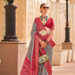 Classy Mehndi Traditional Saree with Elegant Weaving Work