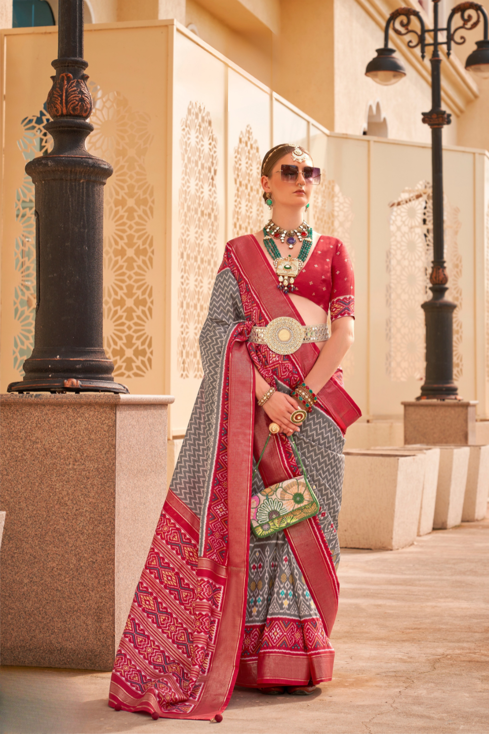 Classy Mehndi Traditional Saree with Elegant Weaving Work