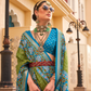 Classy Mehndi Traditional Saree with Elegant Weaving Work