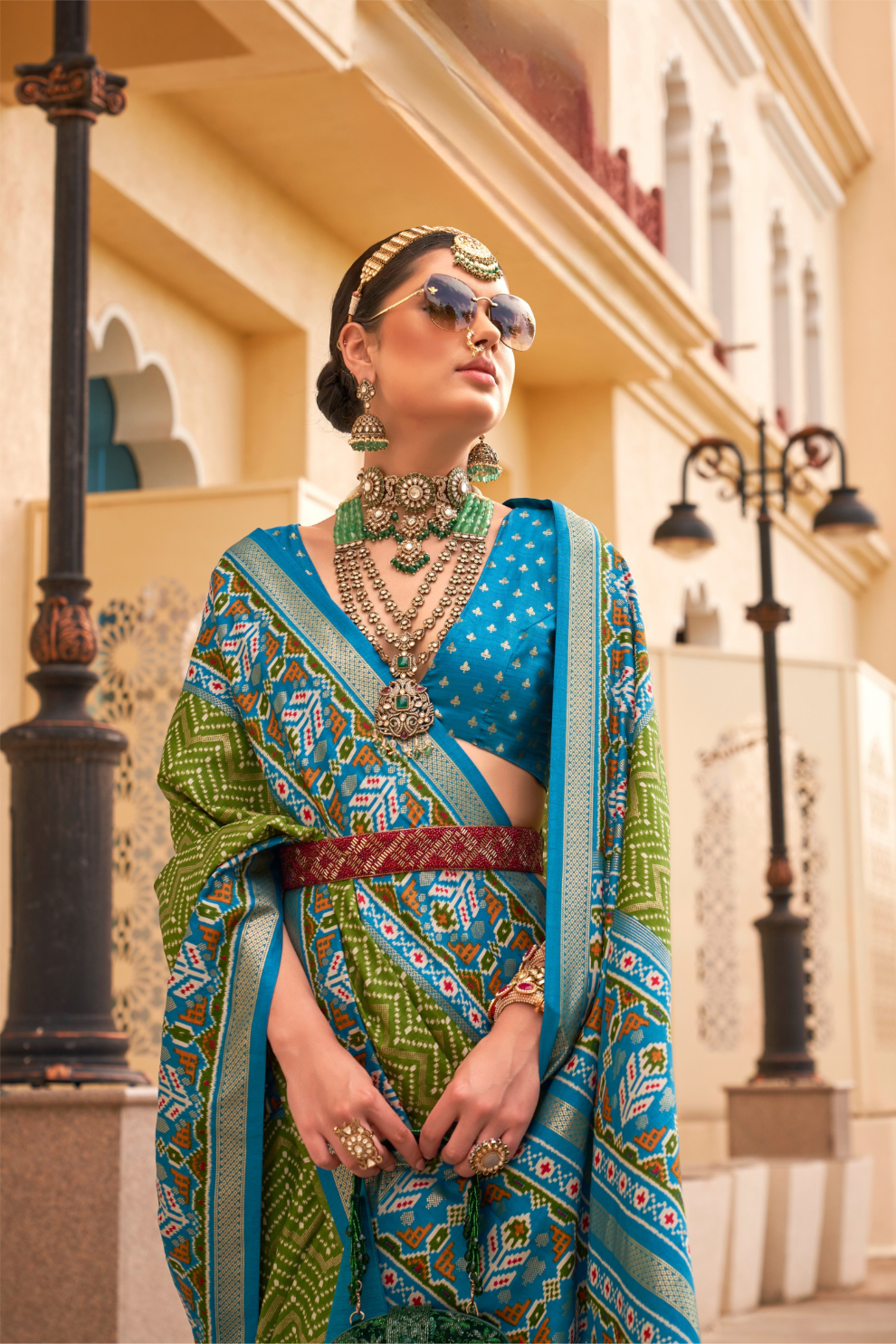 Classy Mehndi Traditional Saree with Elegant Weaving Work