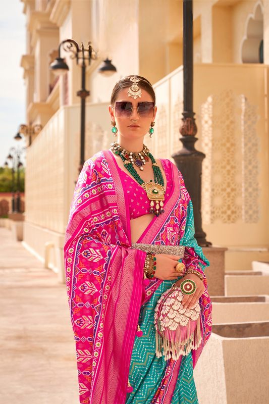 Classy Mehndi Traditional Saree with Elegant Weaving Work