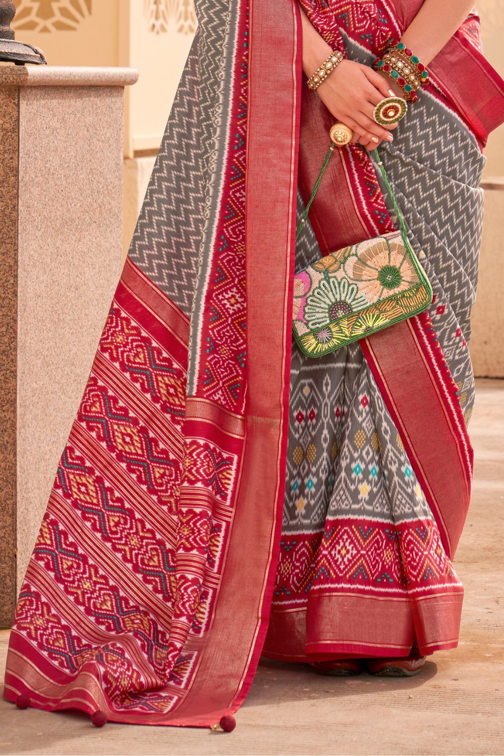 Classy Mehndi Traditional Saree with Elegant Weaving Work