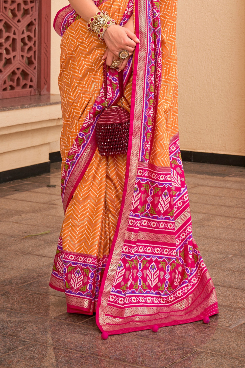 Classy Mehndi Traditional Saree with Elegant Weaving Work