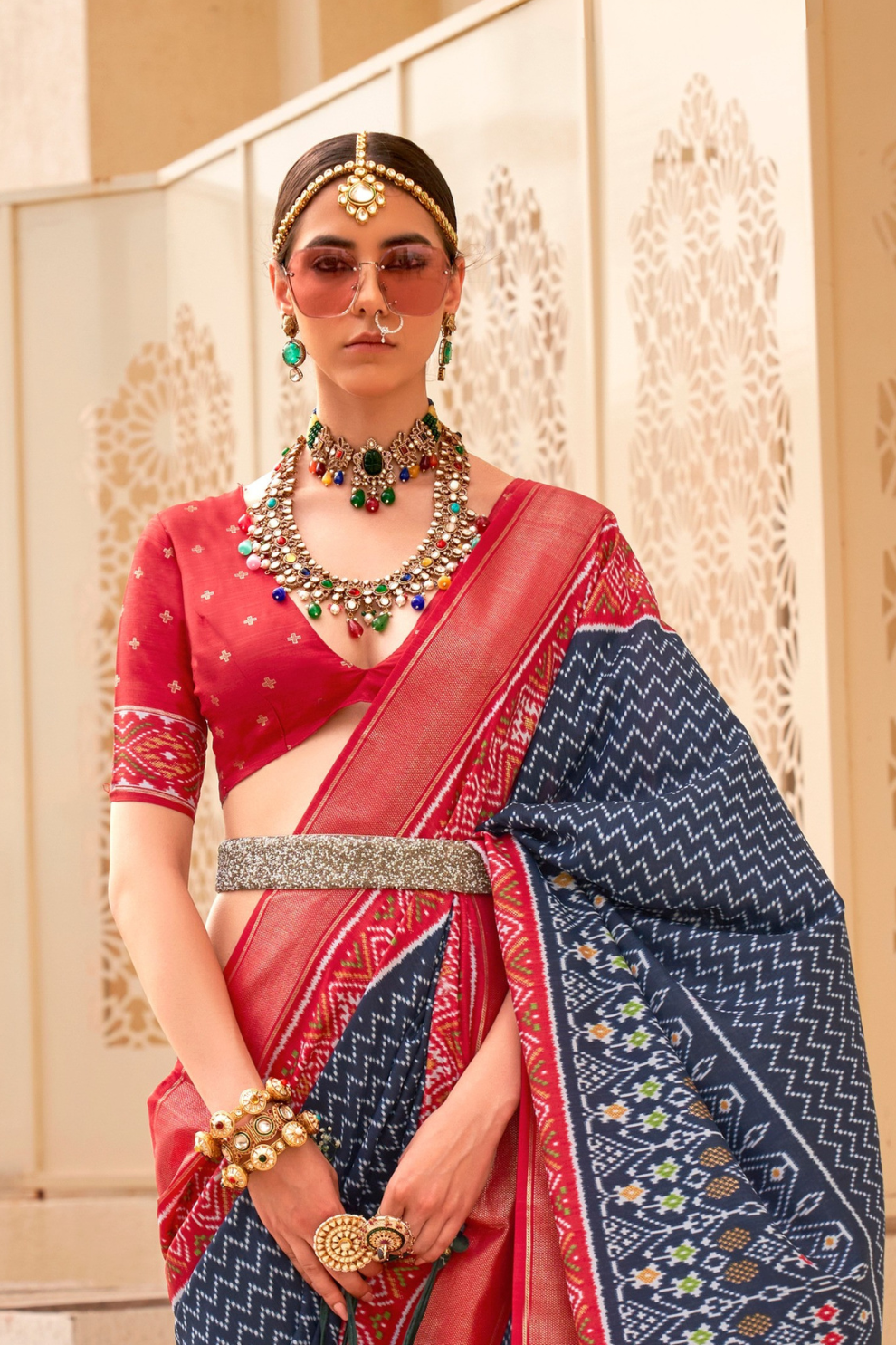 Classy Mehndi Traditional Saree with Elegant Weaving Work