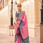 Classy Mehndi Traditional Saree with Elegant Weaving Work