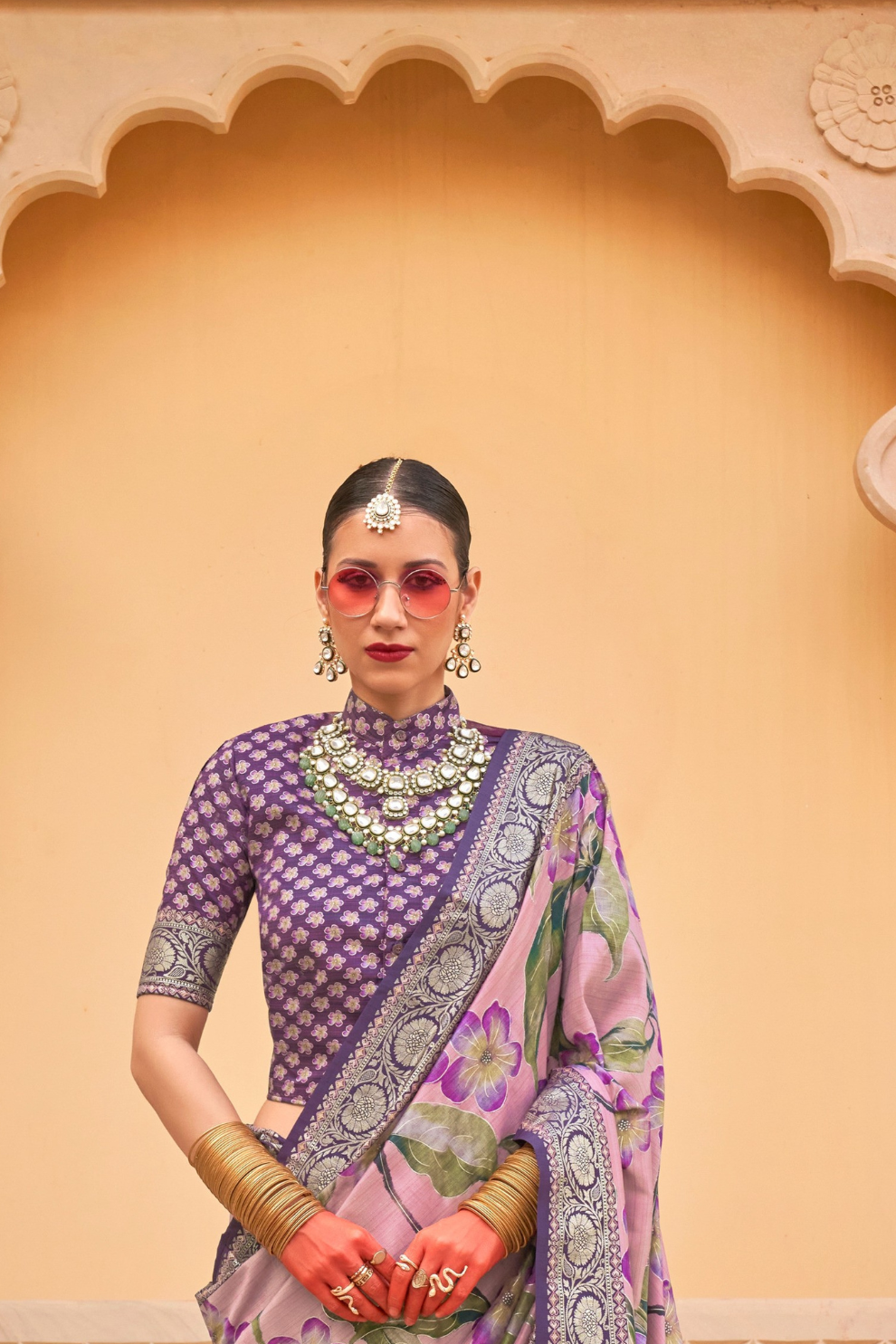 Modern Foil Printed Silk Saree with Aqua Inspired Finish