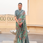 Modern Foil Printed Silk Saree with Aqua Inspired Finish