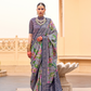 Modern Foil Printed Silk Saree with Aqua Inspired Finish