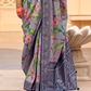 Modern Foil Printed Silk Saree with Aqua Inspired Finish