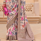 Modern Foil Printed Silk Saree with Aqua Inspired Finish