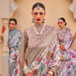 Modern Foil Printed Silk Saree with Aqua Inspired Finish
