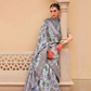 Modern Foil Printed Silk Saree with Aqua Inspired Finish
