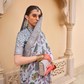 Modern Foil Printed Silk Saree with Aqua Inspired Finish