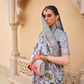 Modern Foil Printed Silk Saree with Aqua Inspired Finish