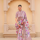 Modern Foil Printed Silk Saree with Aqua Inspired Finish