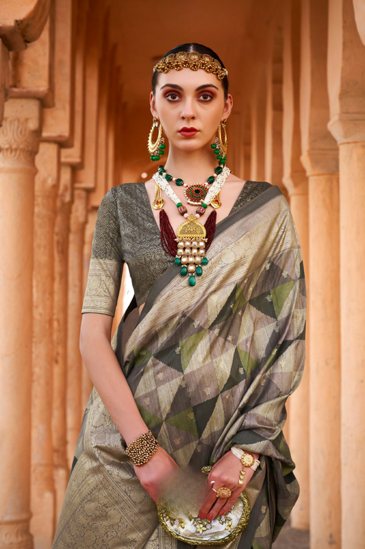 Designer Poly Viscose Silk Saree with Printed Foil Touch