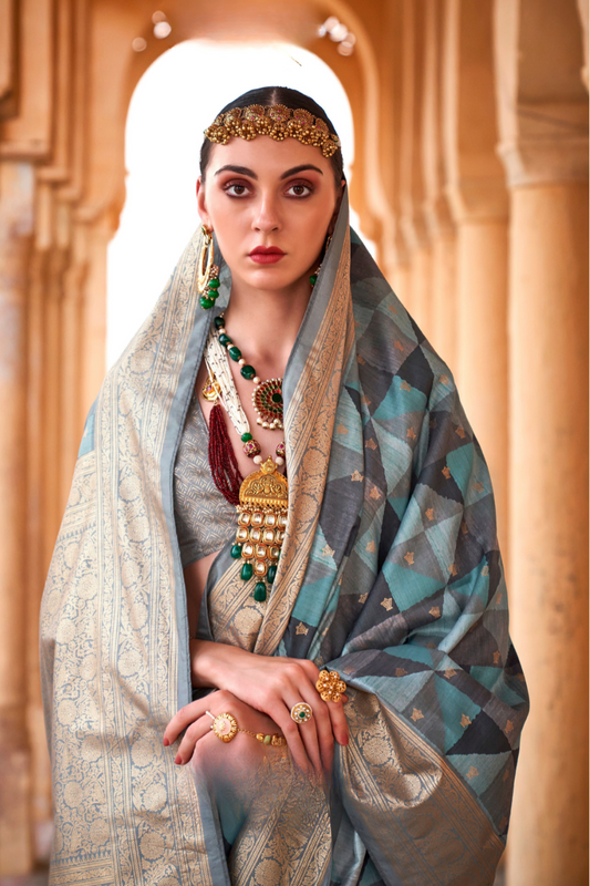 Designer Poly Viscose Silk Saree with Printed Foil Touch