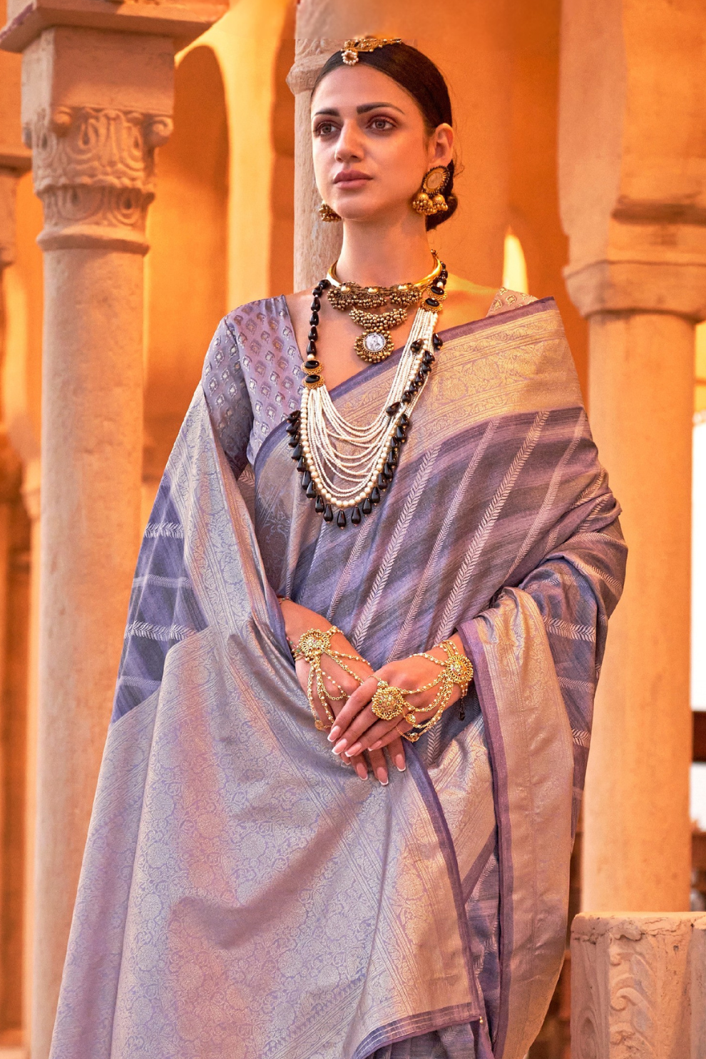 Designer Poly Viscose Silk Saree with Printed Foil Touch