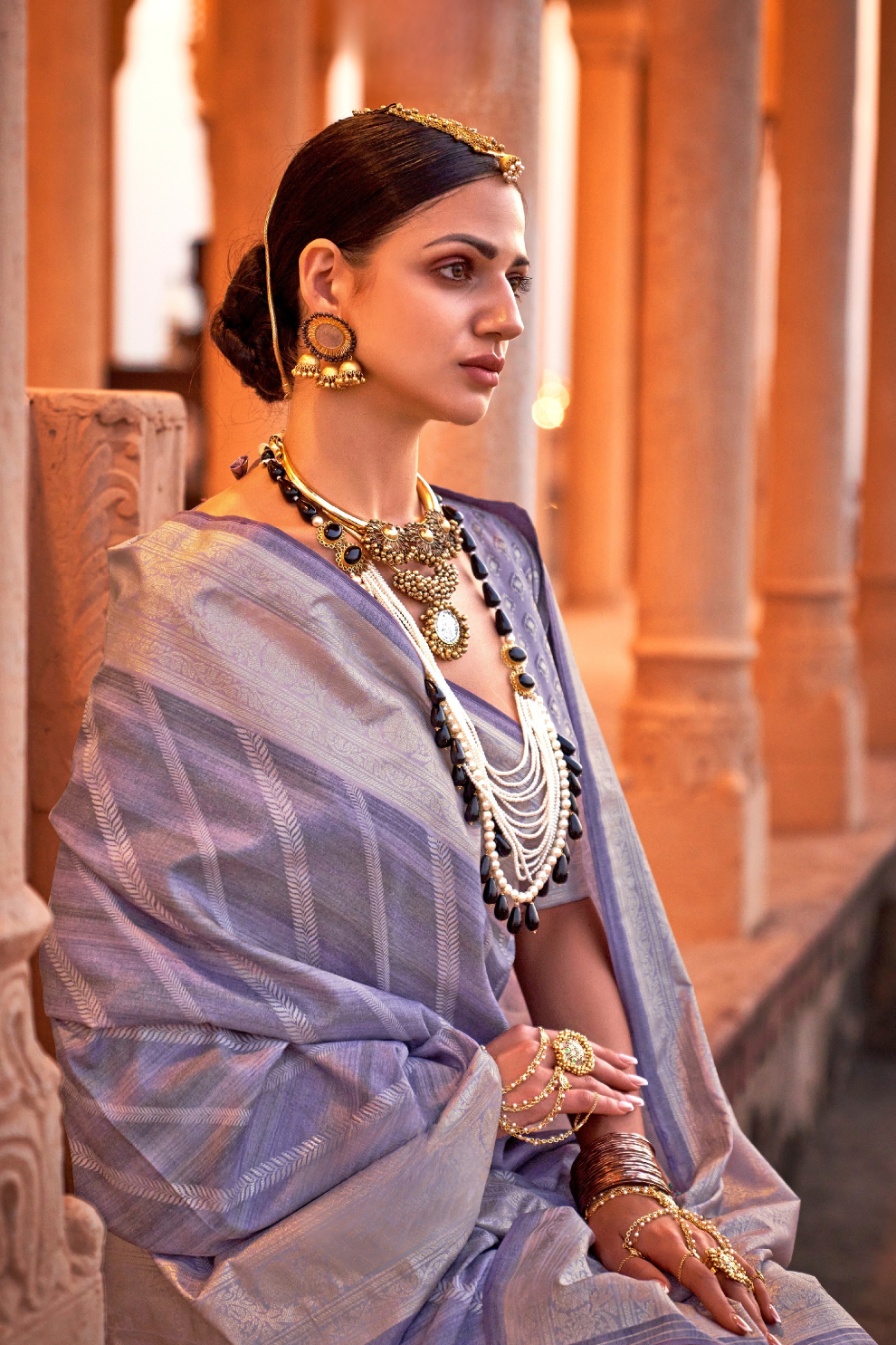 Designer Poly Viscose Silk Saree with Printed Foil Touch