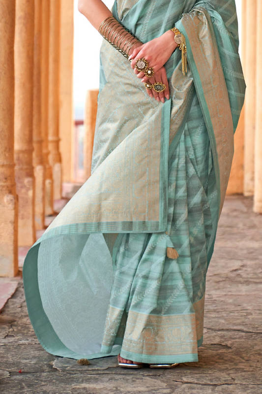 Designer Poly Viscose Silk Saree with Printed Foil Touch