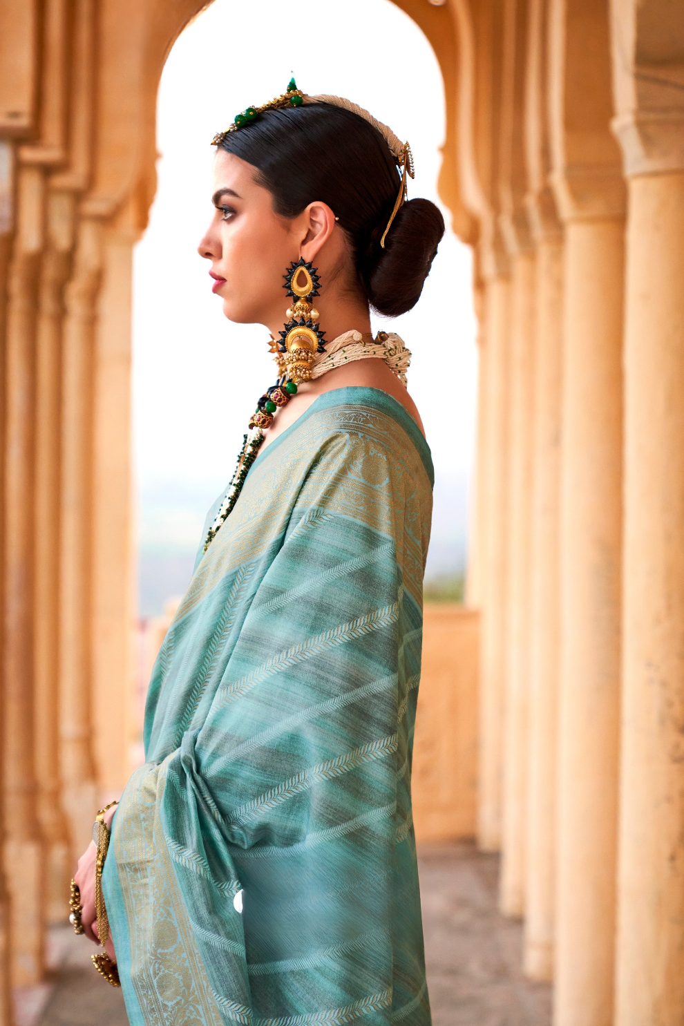 Designer Poly Viscose Silk Saree with Printed Foil Touch