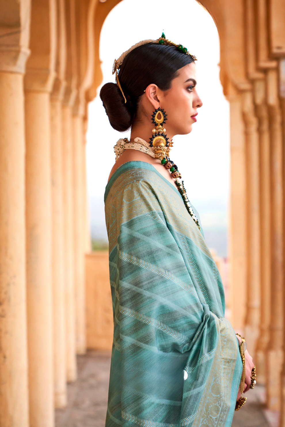 Designer Poly Viscose Silk Saree with Printed Foil Touch