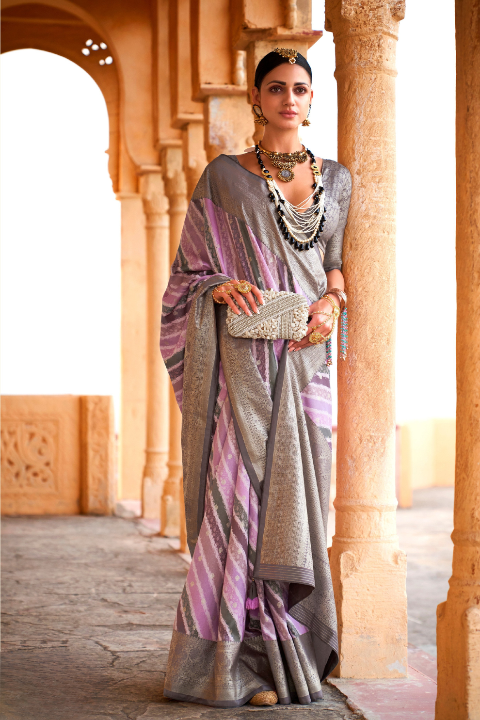 Designer Poly Viscose Silk Saree with Printed Foil Touch