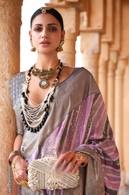 Designer Poly Viscose Silk Saree with Printed Foil Touch