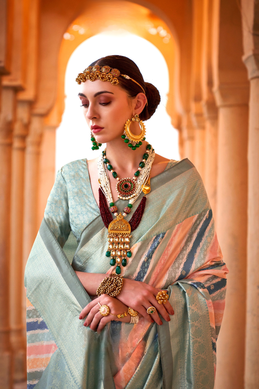 Designer Poly Viscose Silk Saree with Printed Foil Touch