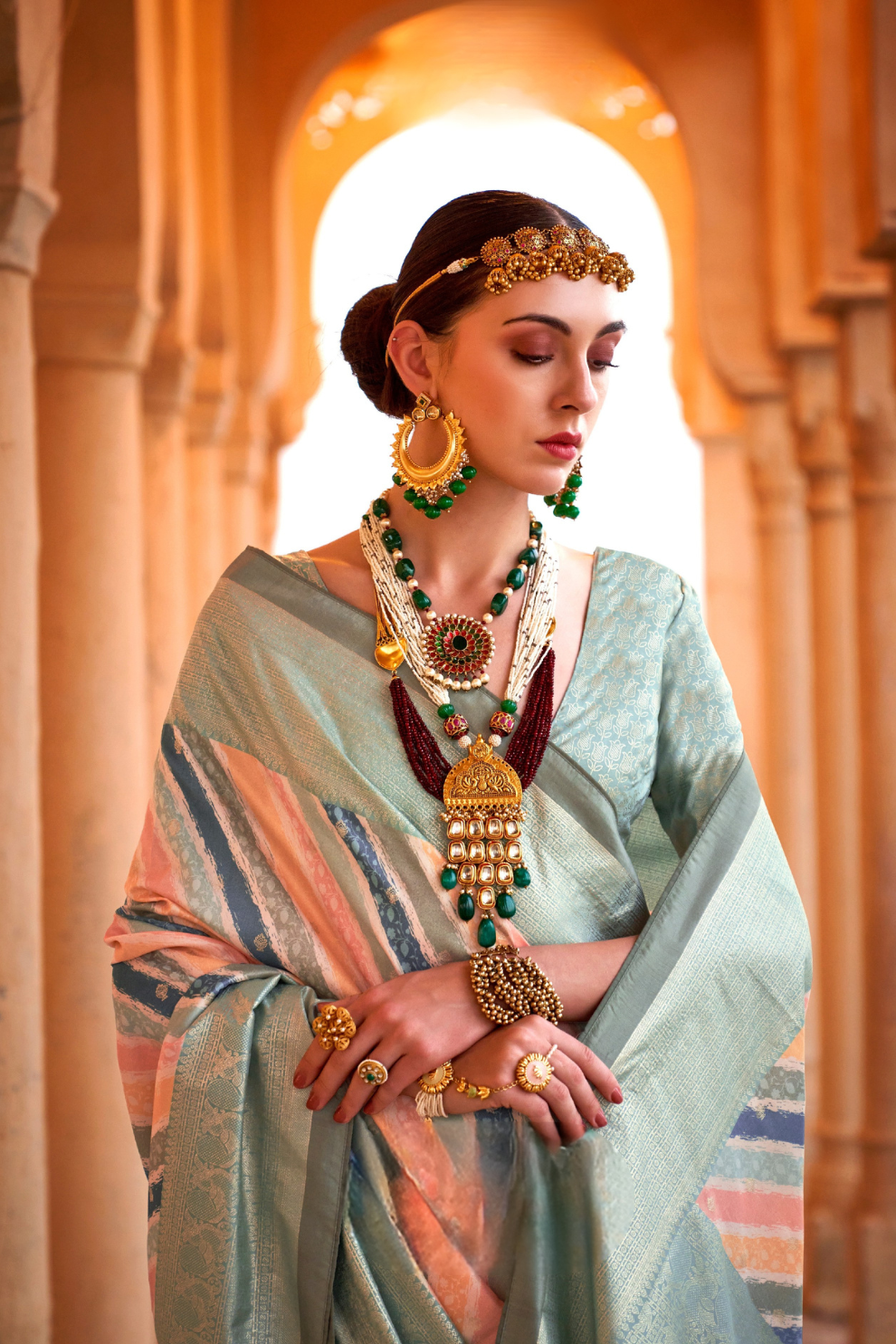 Designer Poly Viscose Silk Saree with Printed Foil Touch