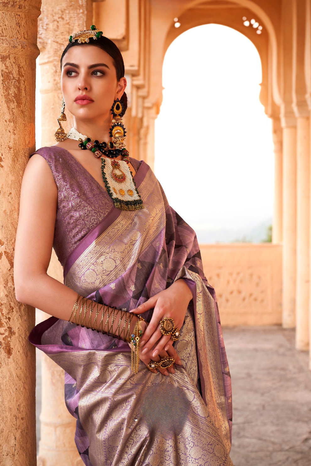 Designer Poly Viscose Silk Saree with Printed Foil Touch