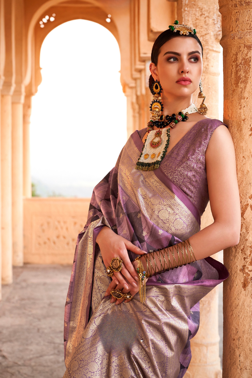 Designer Poly Viscose Silk Saree with Printed Foil Touch