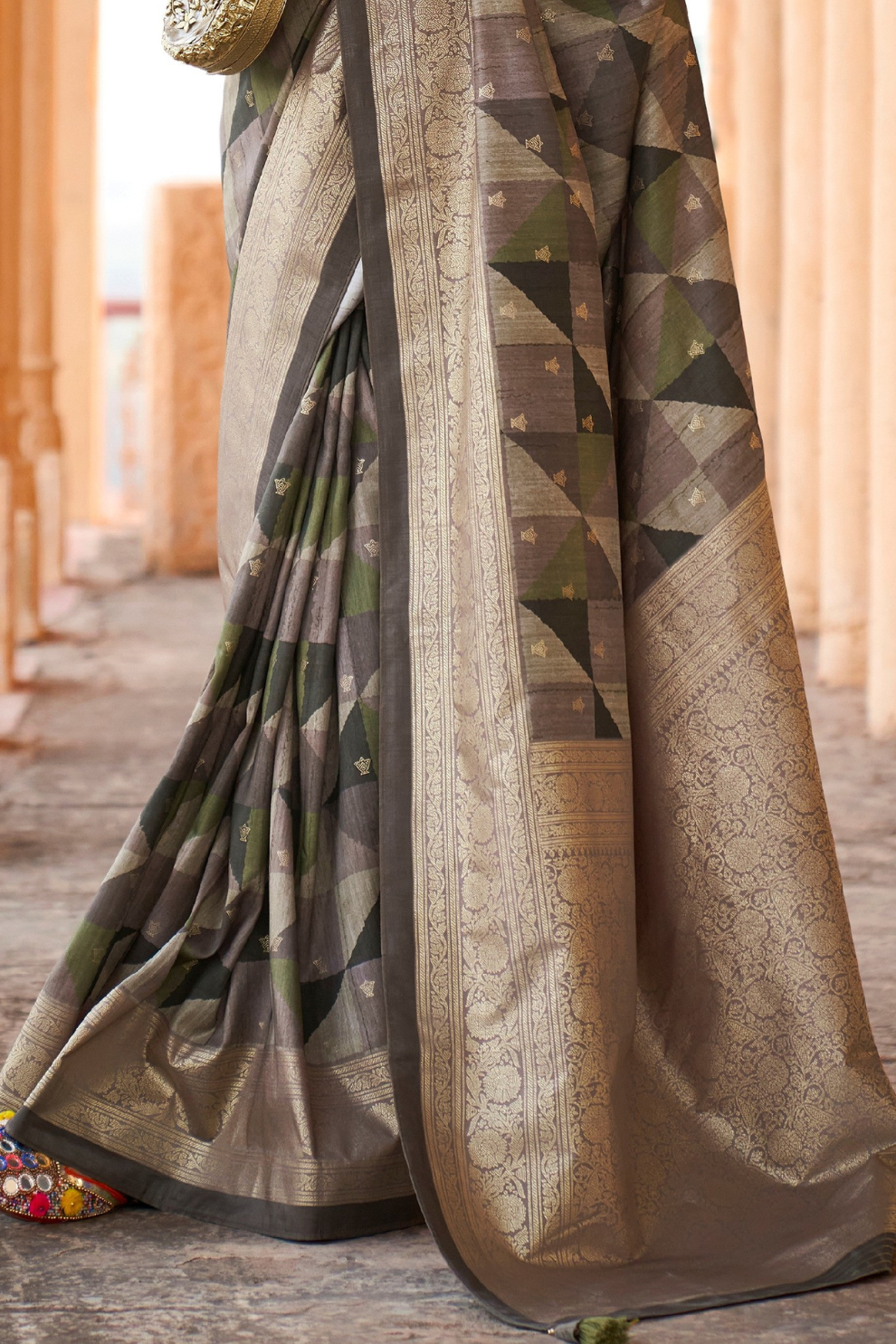 Designer Poly Viscose Silk Saree with Printed Foil Touch